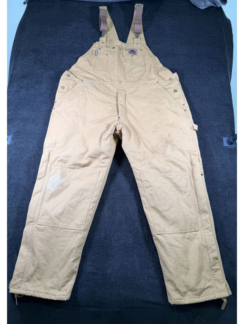 Old Mill Tan Canvas Work Overalls with Adjustable Straps, Size XXL